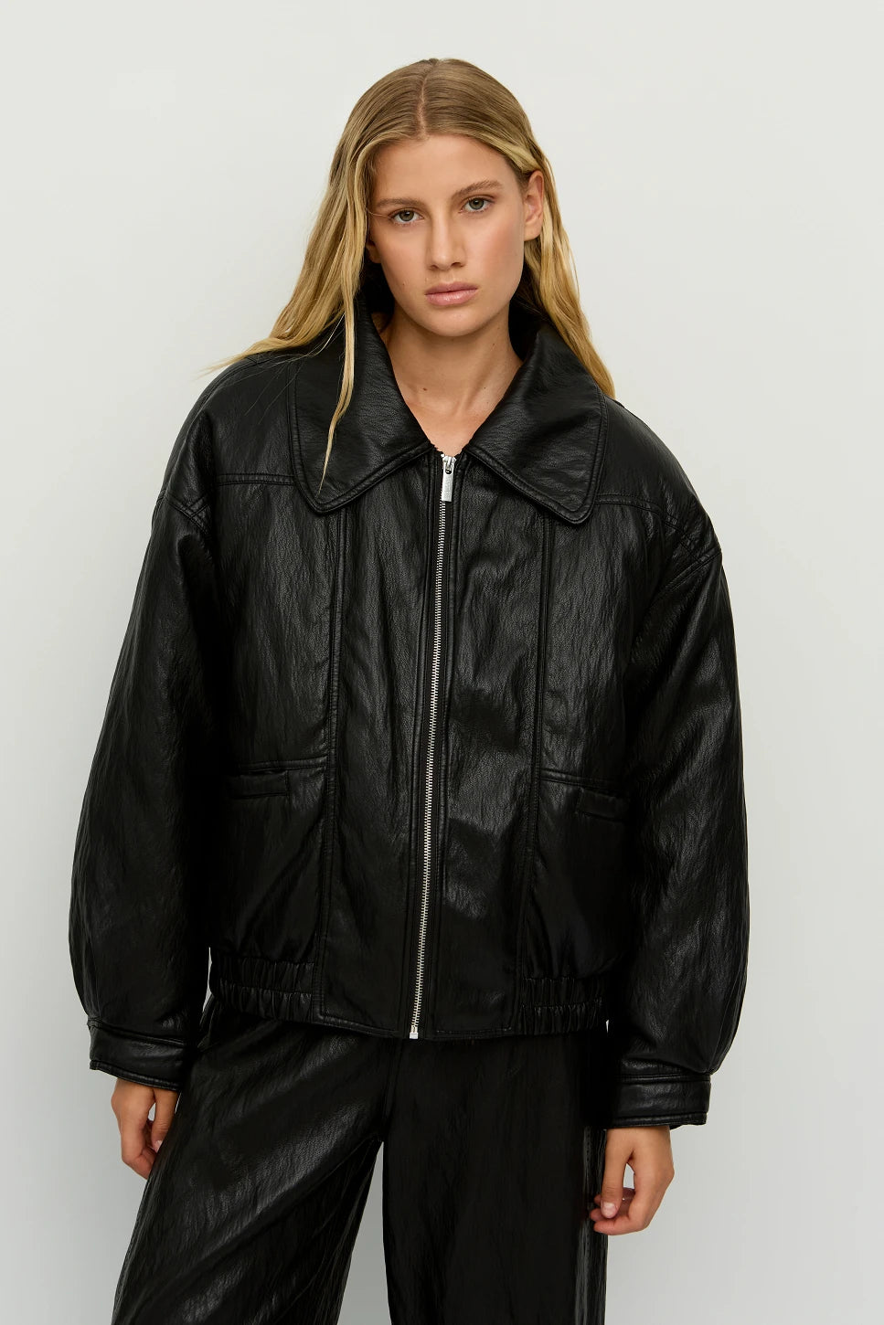 Blouson effet cuir col amovible BSB