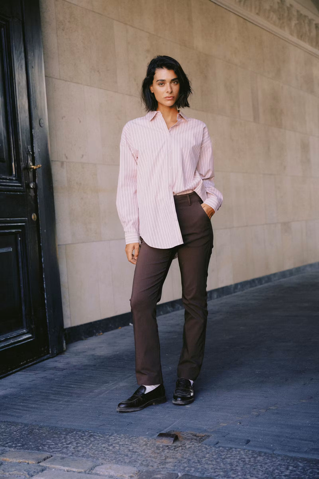 Chemise rayure rose Byhene BYOUNG