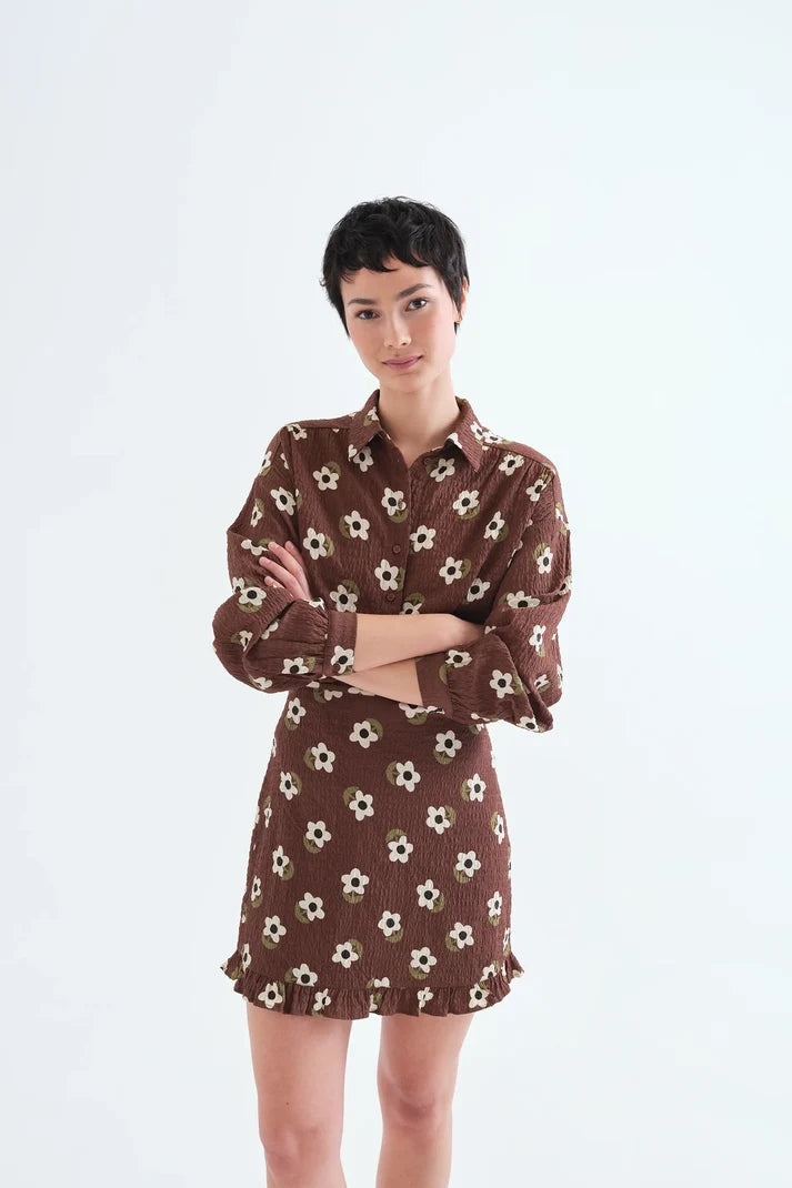 Chemise marron fleur COMPANIA FANTASTICA