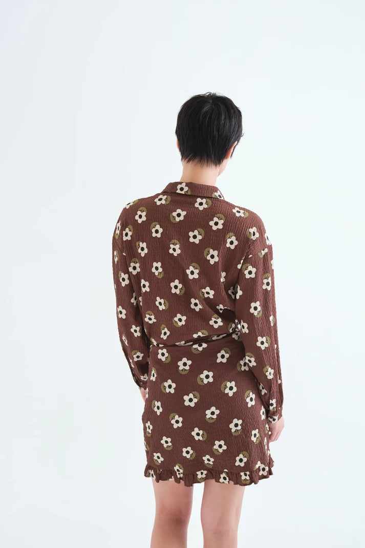 Chemise marron fleur COMPANIA FANTASTICA