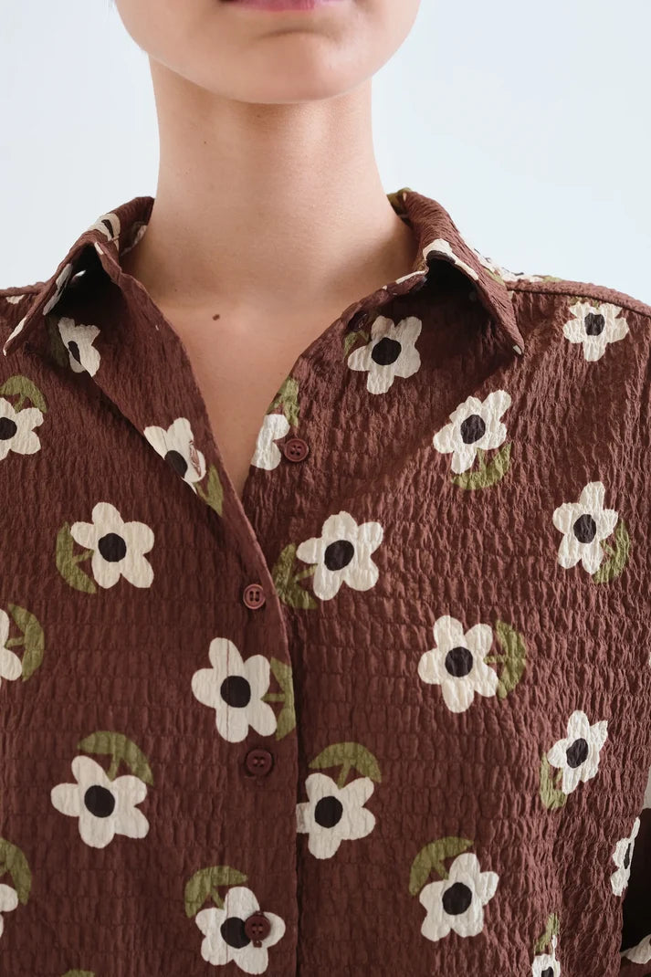 Chemise marron fleur COMPANIA FANTASTICA