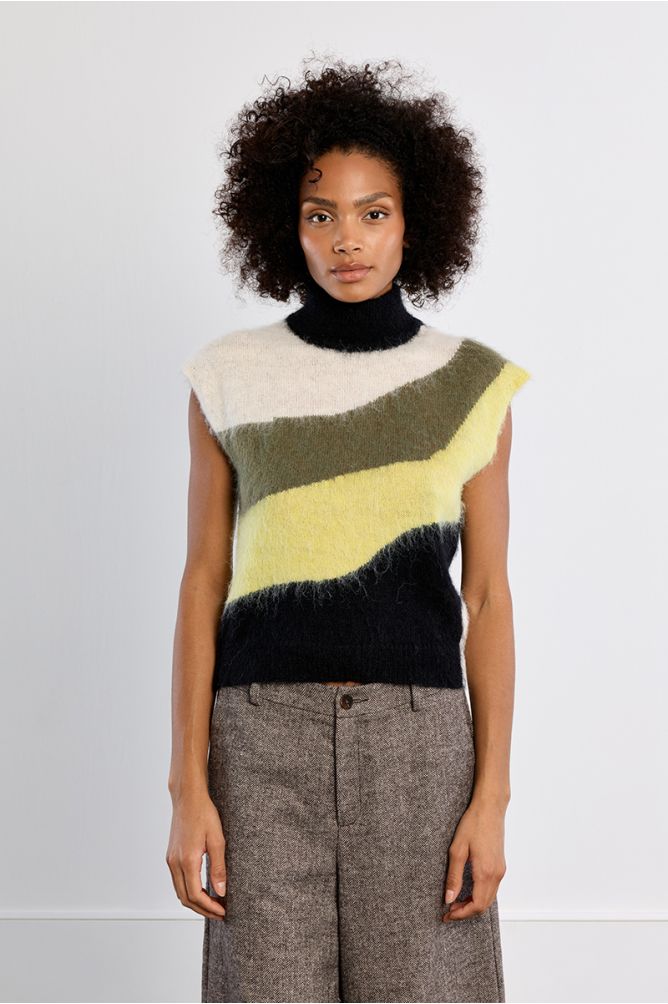Pull maille brossée sans manche  LILI SIDONIO