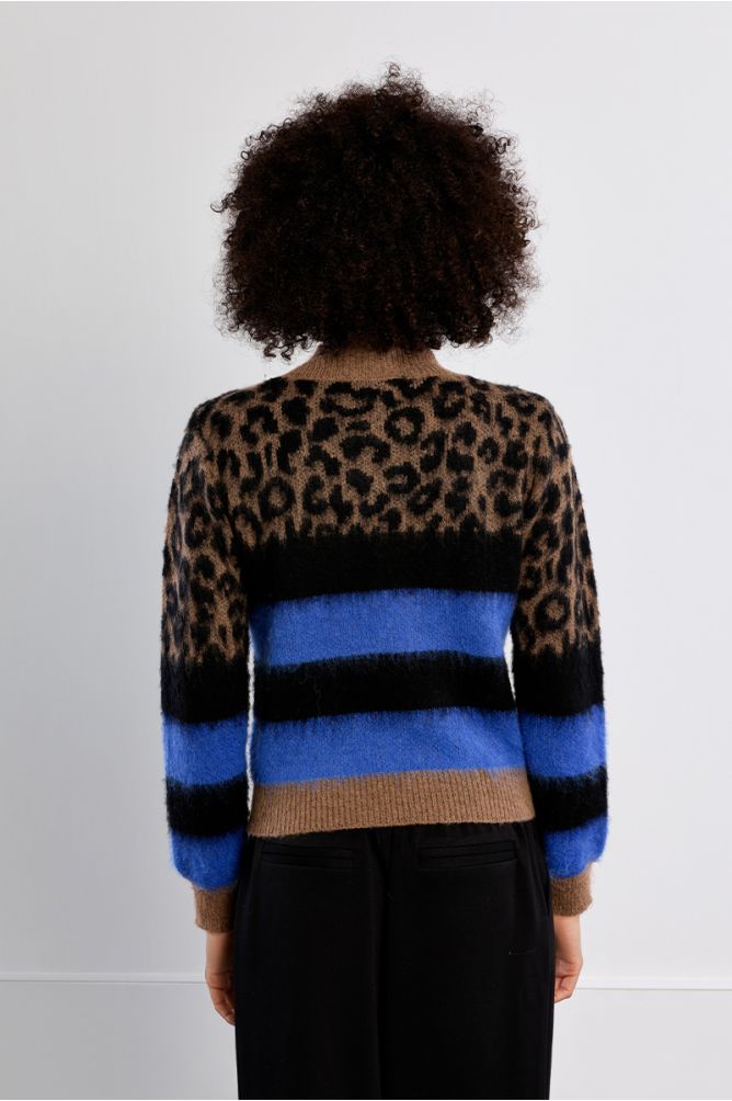Pull col montant maille leopard LILI SIDONIO
