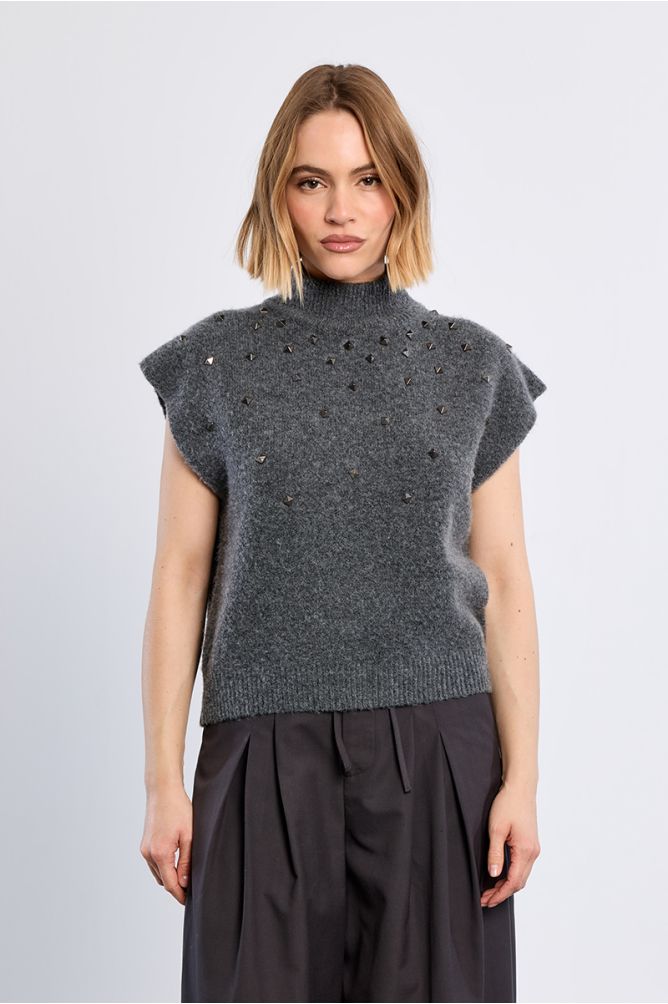 Pull sans manche clouté LILI SIDONIO