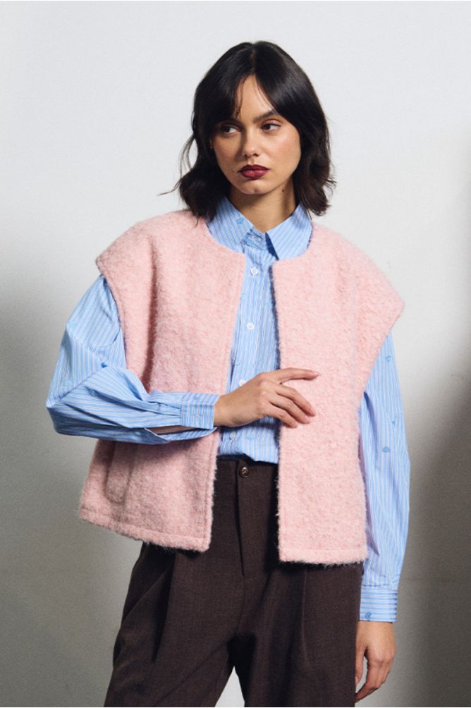 Veste sans manches maille bouclette Lili Sidonio