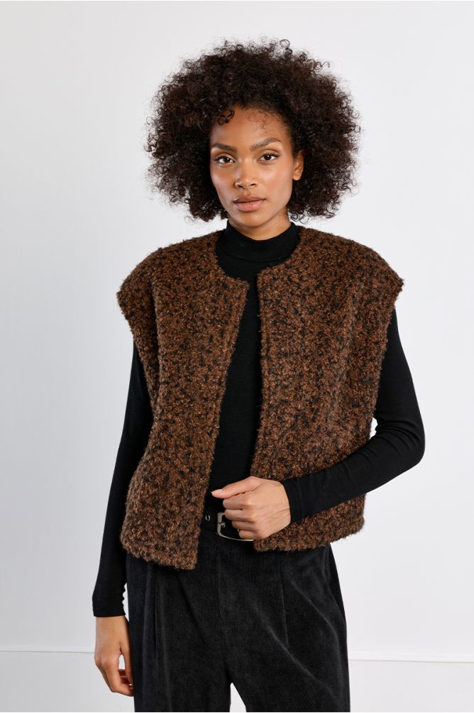 Veste sans manches maille bouclette Lili Sidonio
